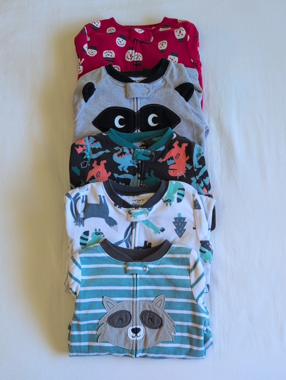 3T Fleece Footed Sleeper Pajama Lot of 5 Bundle Carter's OshKosh Winter Cozy
